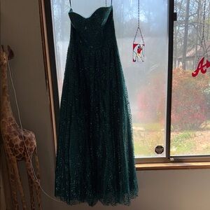 Blondie Nites Green Strapless Prom Dress